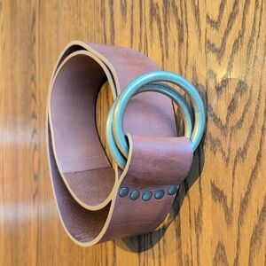 Ralph Lauren double brass ring cinch leather belt M